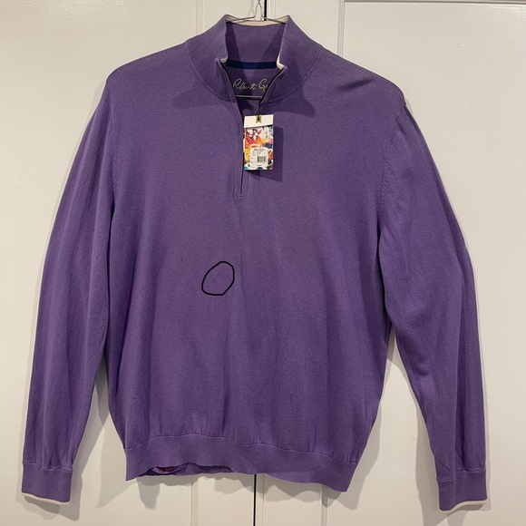 ROBERT GRAHAM ‘WALKENFUSS’ 1/4 ZIP CLASSIC LONG SLEEVE KNIT-CASHMERE/SILK/COTTON - Picture 8 of 11
